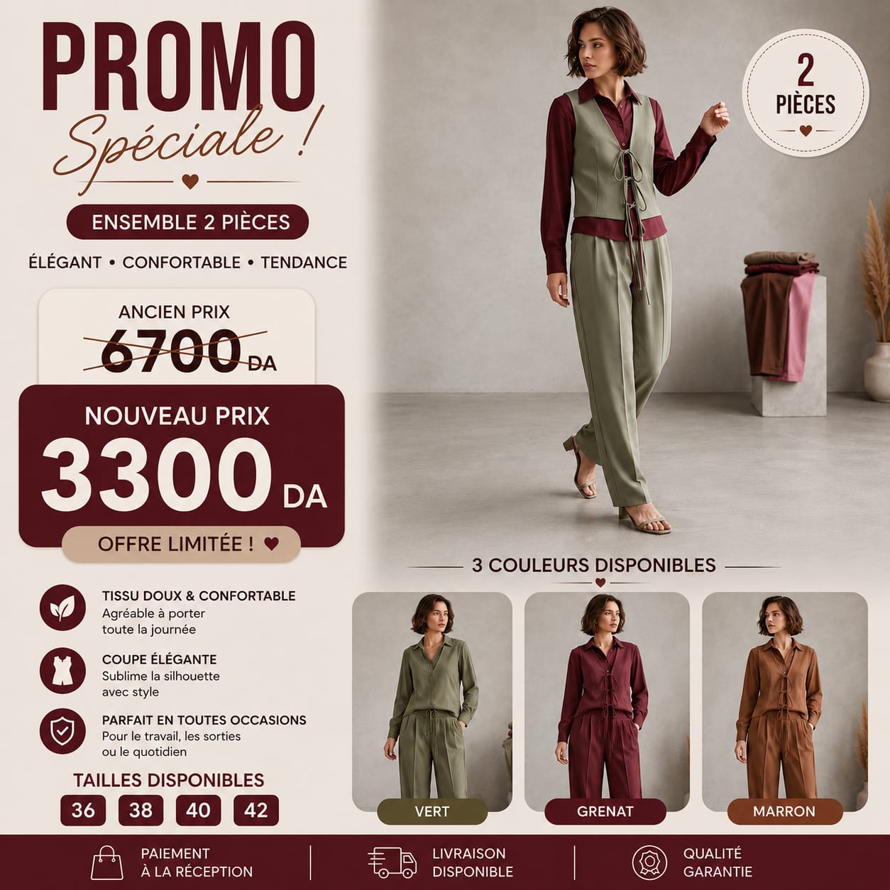 Ensemble 2 Pièces – Gilet Lacé & Chemisier