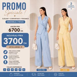 Ensemble 2 Pièces – Veste Cache-Cœur & Pantalon Large